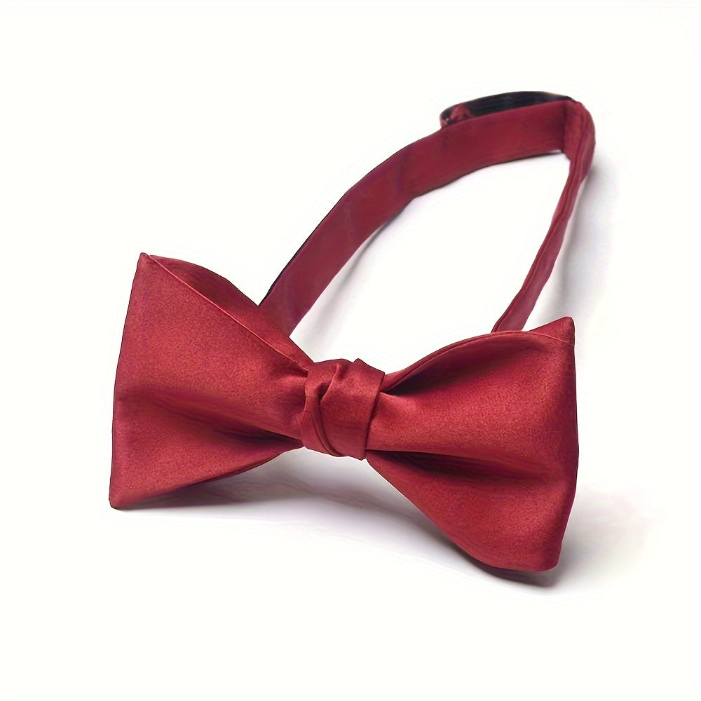 Men's Bow Tie for Weddings and Formal Events Black Satin Adjustable Accessory