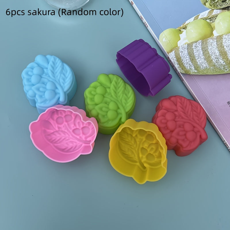 Set of 6 3D Flower Silicone Cake Molds for Jelly Pudding Candle Making