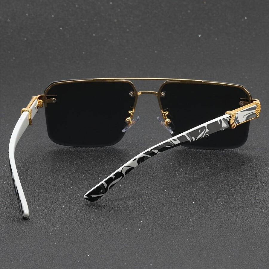 Men's Semi-Rimless Ultraviolet Fashion Glasses Black Lightweight