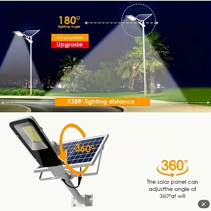 Farola solar LED con control remoto para exteriores, jardín, patio, pared, garaje