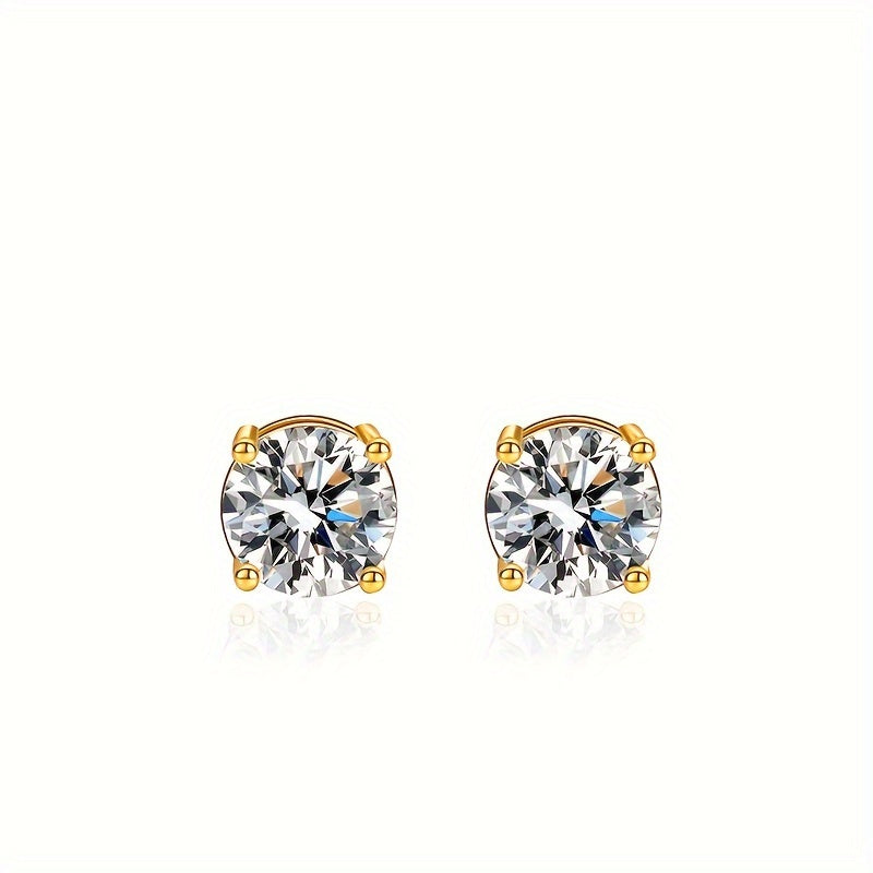 Gold Plated Moissanite Stud Earrings for Women Sterling Silver Copper Posts