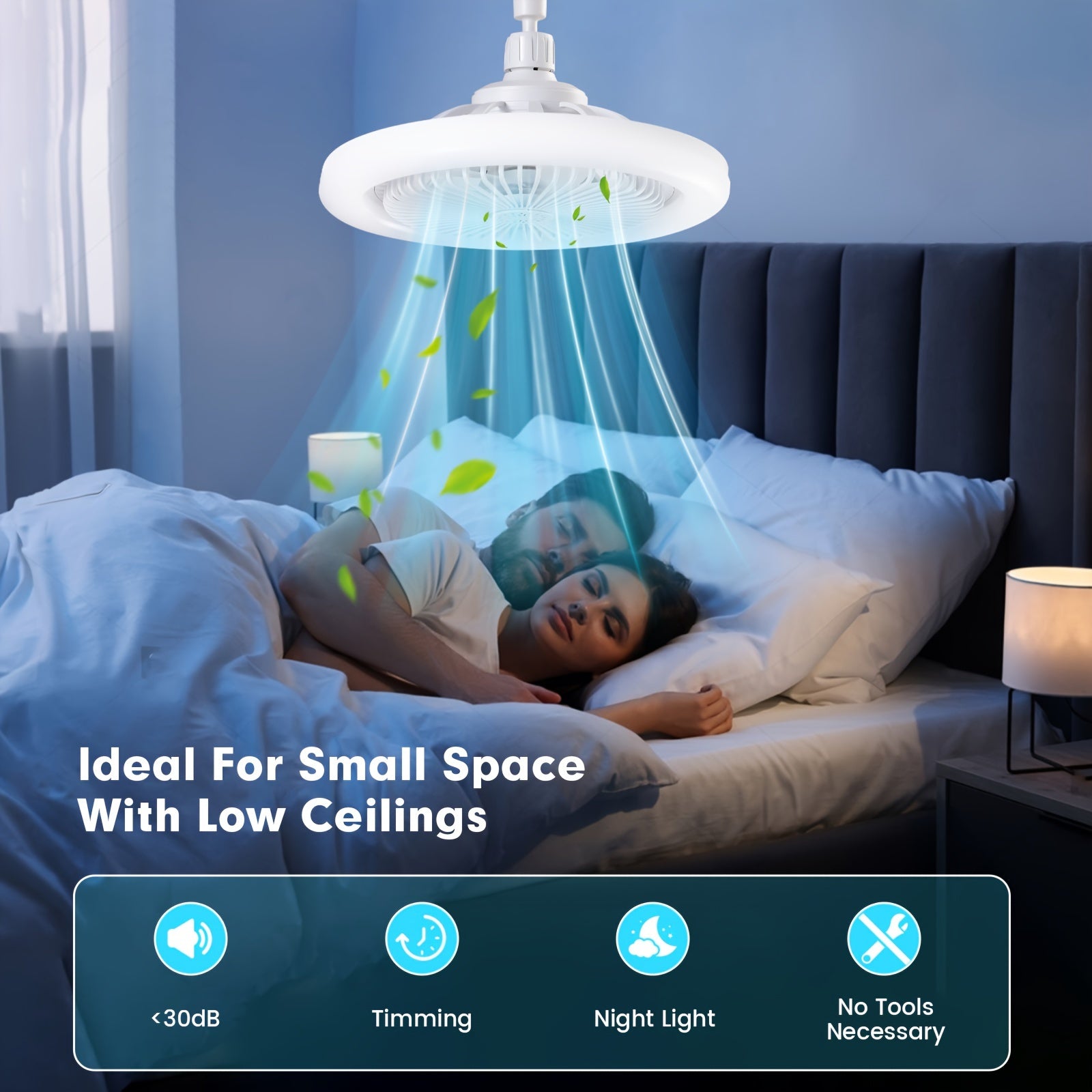 Цветовая меняющаяся светодиодная потолочная вентилятора с затемнением и пультом дистанционного управления