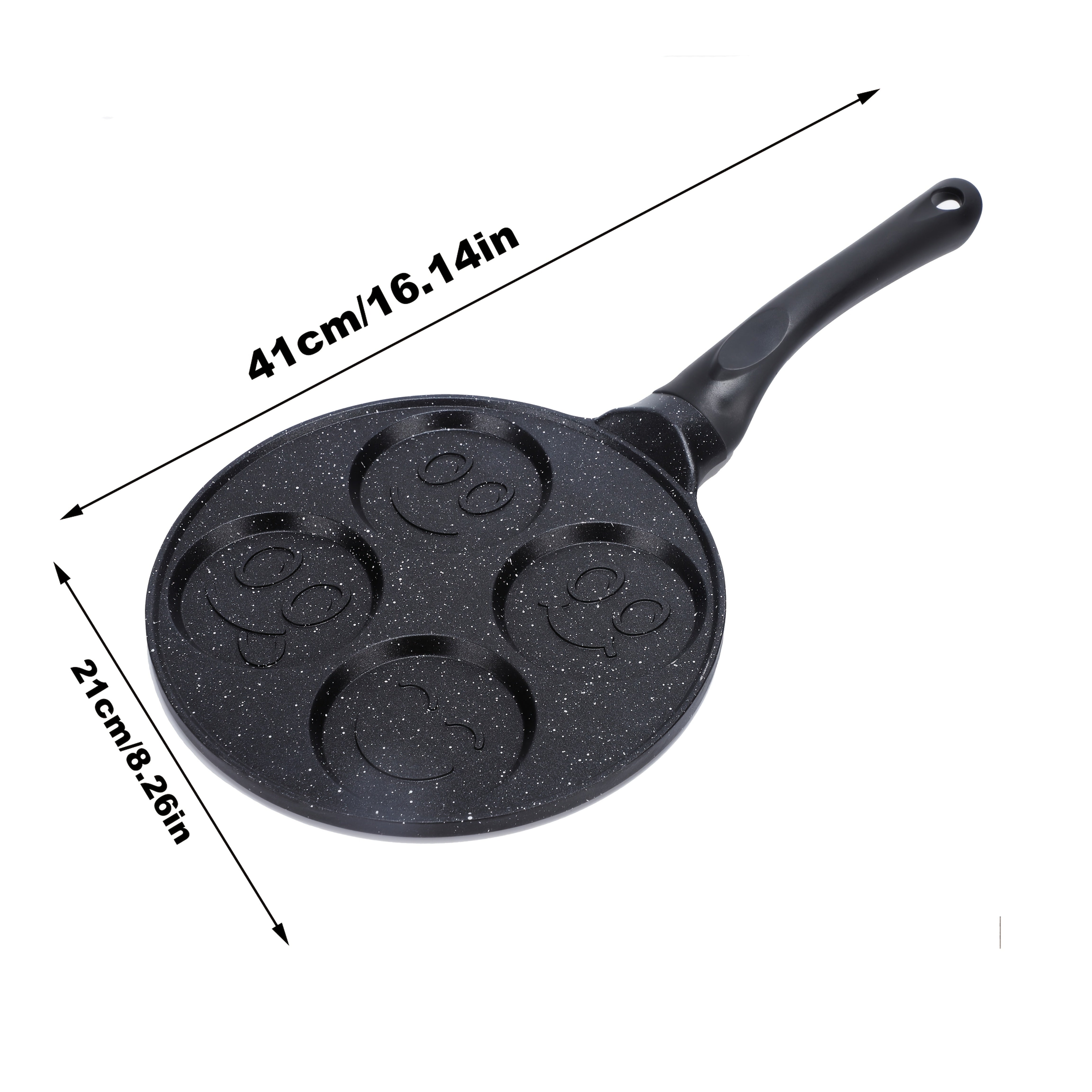 4-Cavity Non-Stick Mini Crepe Maker with Happy Face & Cartoon Patterns Aluminum Alloy Frying Pan