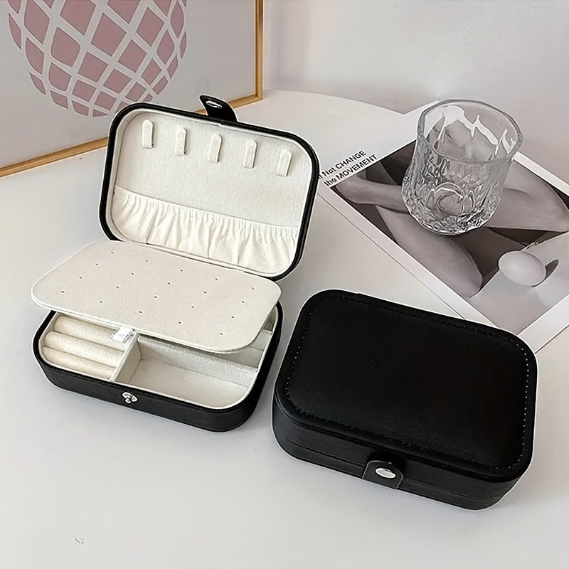 Caja organizadora de joyas con cremallera de 3 niveles en PU con compartimentos para pendientes, anillos, collares, pulseras y accesorios para el cabello
