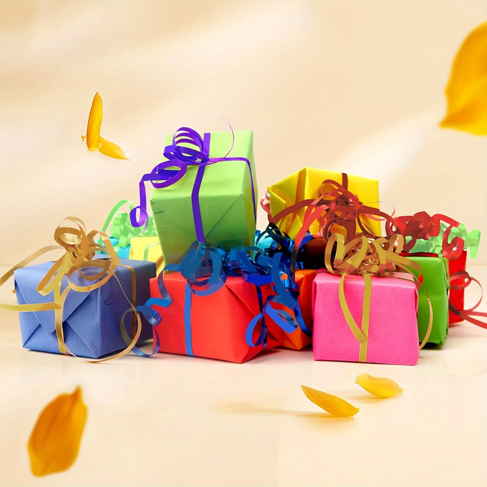 2 ta 393 dyuymli oltin lenta, 5 mm o'ralgan lenta sovg'a qadoqlash, gullar san'ati, tug'ilgan kunlar, bayramlar, to'ylar va Rojdestvo bezaklari uchun. Gullar va gullarni o'rash uchun mukammal.