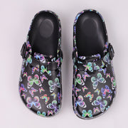 Women's Butterfly Pattern EVA Clogs Non-Slip Quick-Dry Slippers for Beach Garden