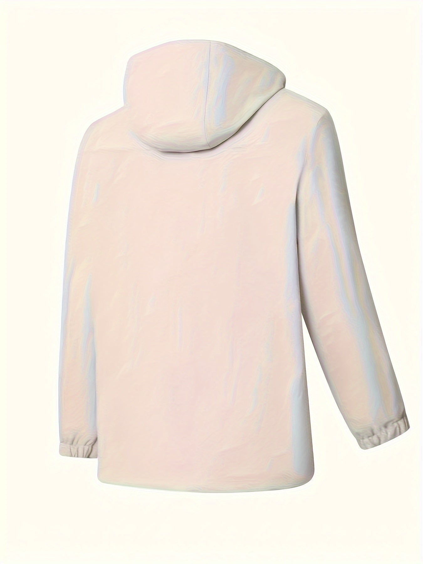 Men's White Hooded Parka Jacket with Zipper Closure and Multiple Pockets Plus Size for Fall Winter