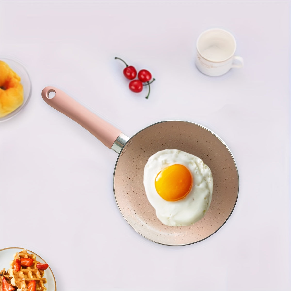 16.51 cm Non-Stick Aluminum Skillet with Silicone Handle Dishwasher Safe for Eggs and Steaks