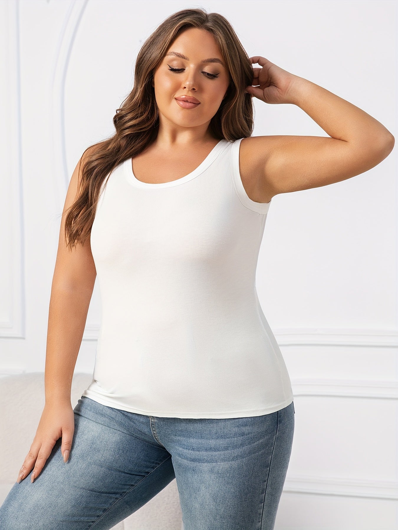 Women's Plus Size Sleeveless Tank Tops Black White 2 Pack Breathable Loose Fit