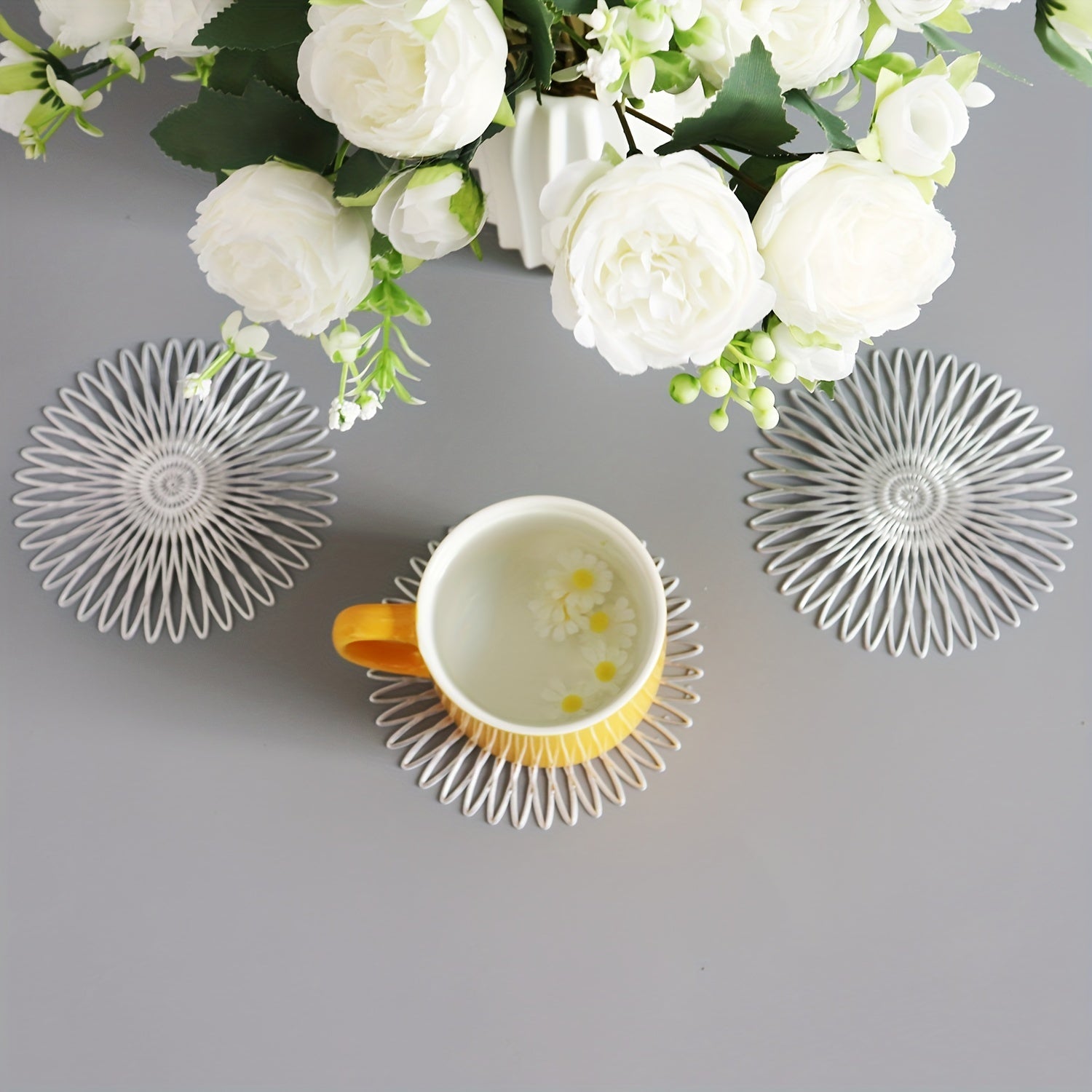 6 ta PVC 5 dyuymli bo'sh ko'za to'plami, ish stoli himoyasi uchun, sirpanmaydigan, issiqqa chidamli, uy bezaklari.