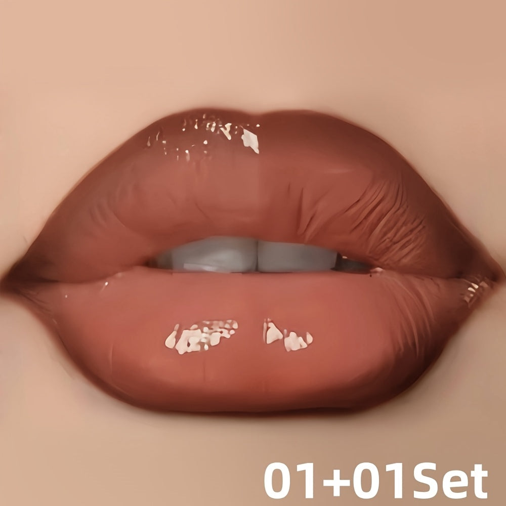 Женский набор блеска для губ и карандаша для губ с влажным финишем, коричневый, стойкий, матовый