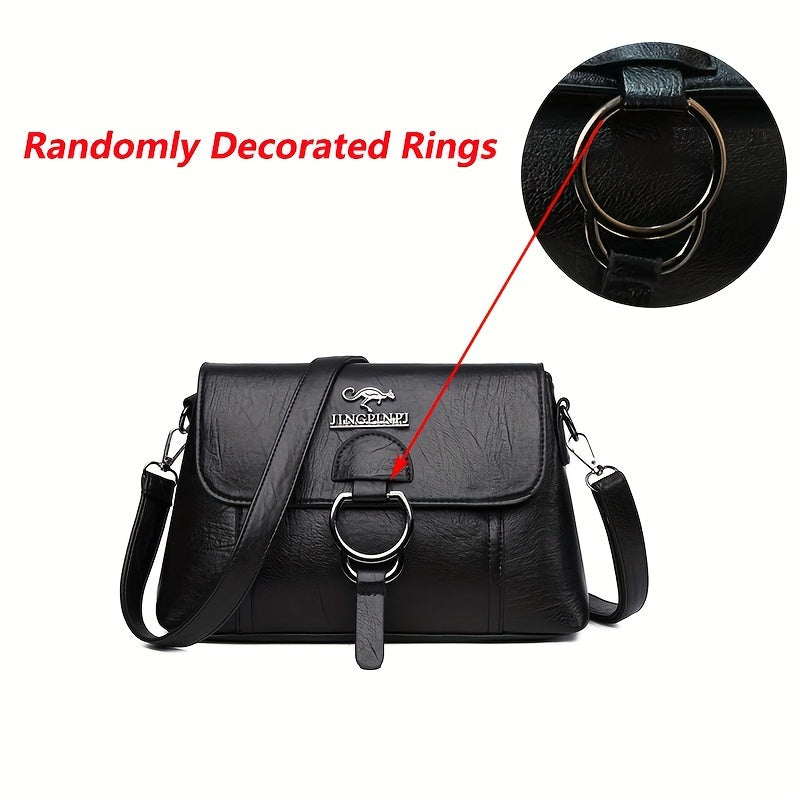 Women's Faux Leather Crossbody Bag with Anti-Theft Zipper, Multiple Pockets, Detachable Strap