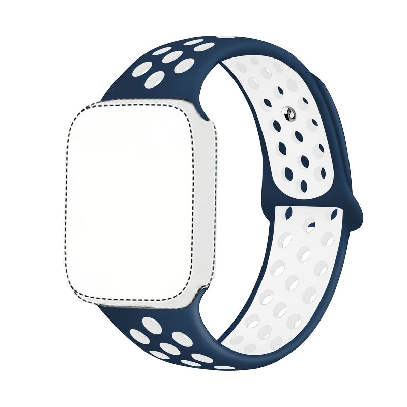 Silicone Watch Band for Apple Watch Ultra SE Series 1-10 Breathable Sport Strap with Deployant Clasp