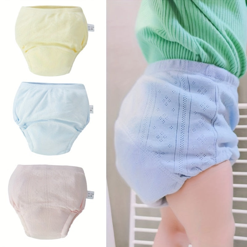 Set of 3 Toddler Potty Training Pants Breathable Cotton Gauze Washable Diaper Pants