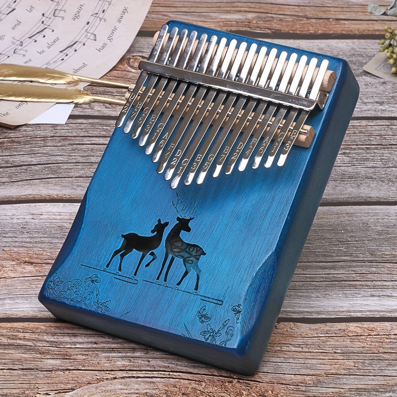 Kalimba de 17 tonos para pulgar para principiantes con barra de sonido de madera y bolsa Amarillo 14+