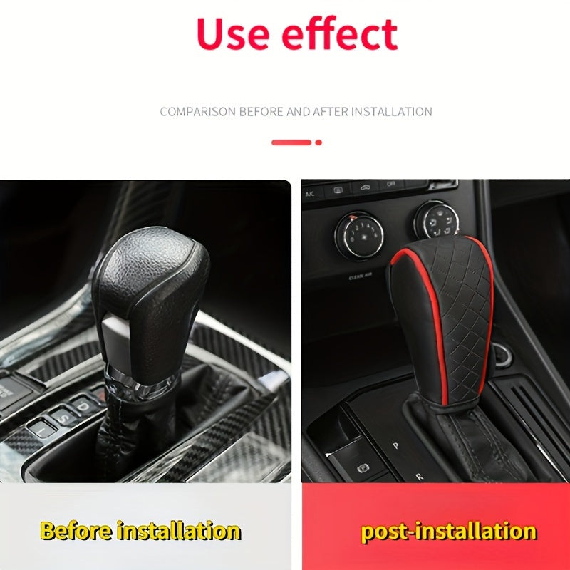 Universal PU Leather Non-Slip Car Gear Shift Knob Cover Black Auto Parts