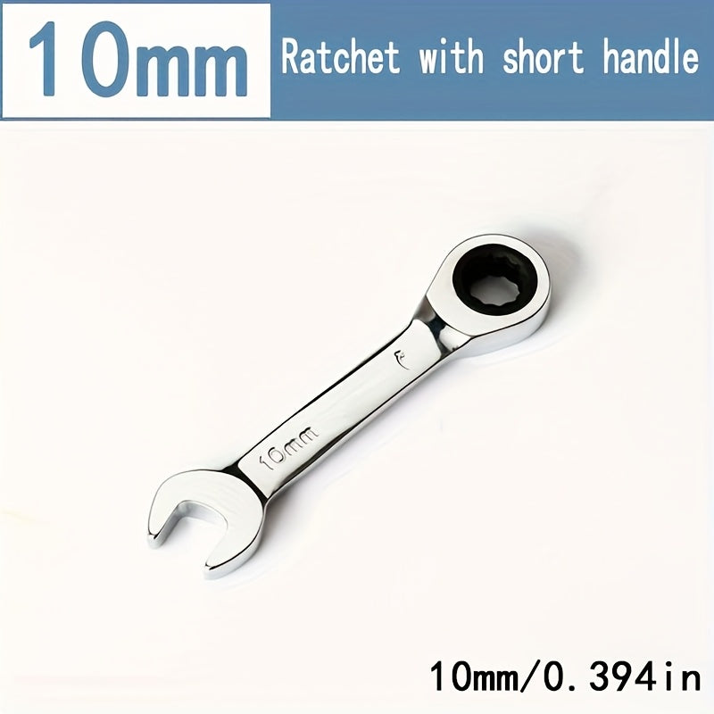 Mini Two-Way Ratchet Wrench, 72 Tooth, Metal Open-End, Durable Rust-Proof