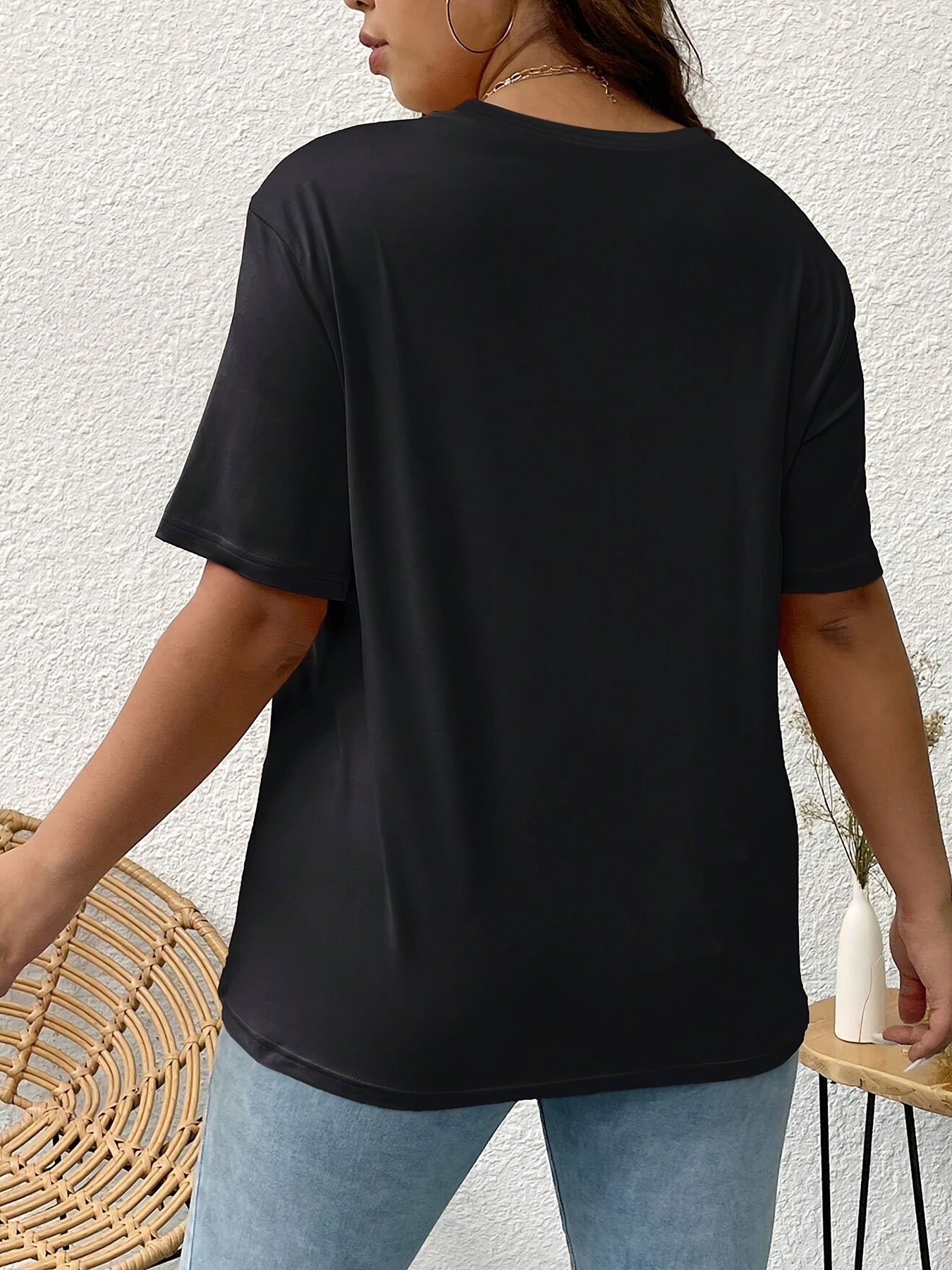 Women's Plus Size Heart Print T-Shirt Casual Short Sleeve Clothing