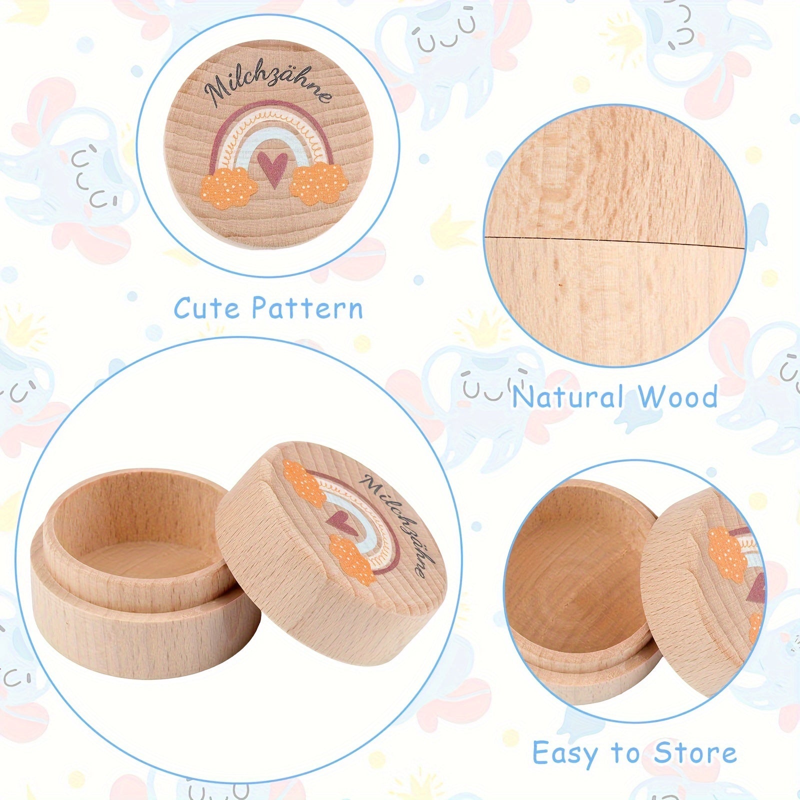 Baby Keepsake Box for Boys and Girls, Milk Tooth Storage, Christening Gift