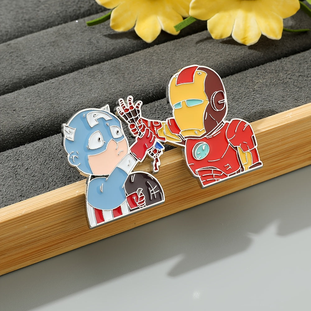 Cartoon Character Enamel Pins Deadpool and Iron Man Metal Badges for Clothing and Backpacks