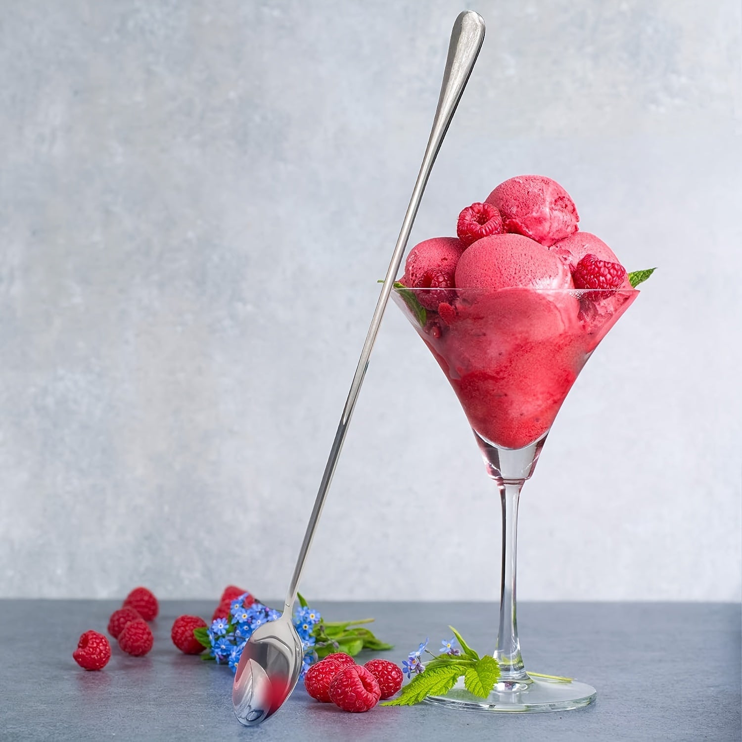 Set of 2 Stainless Steel Iced Tea Spoons Long Handle Dishwasher Safe Mirror Finish