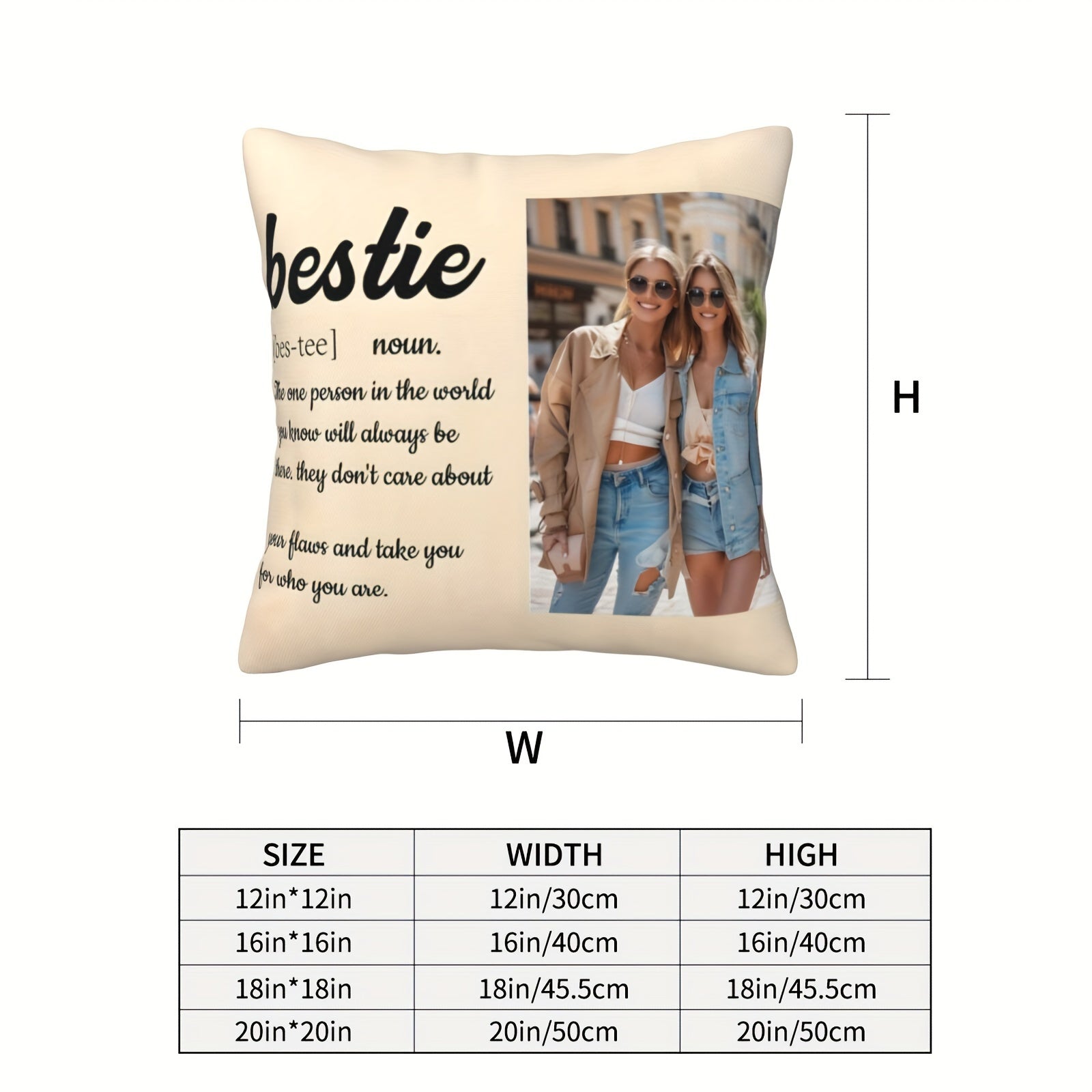 Eng yaxshi do'st uchun shaxsiylashtirilgan foto yostiq qopqog'i 45.72x45.72 sm Rojdestvo va Valentin uchun sovg'a