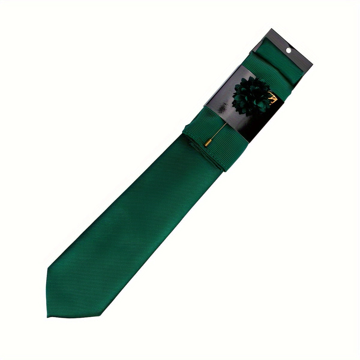 Men's Tie Set with Pocket Towel and Brooch, Classic Striped Plain Design