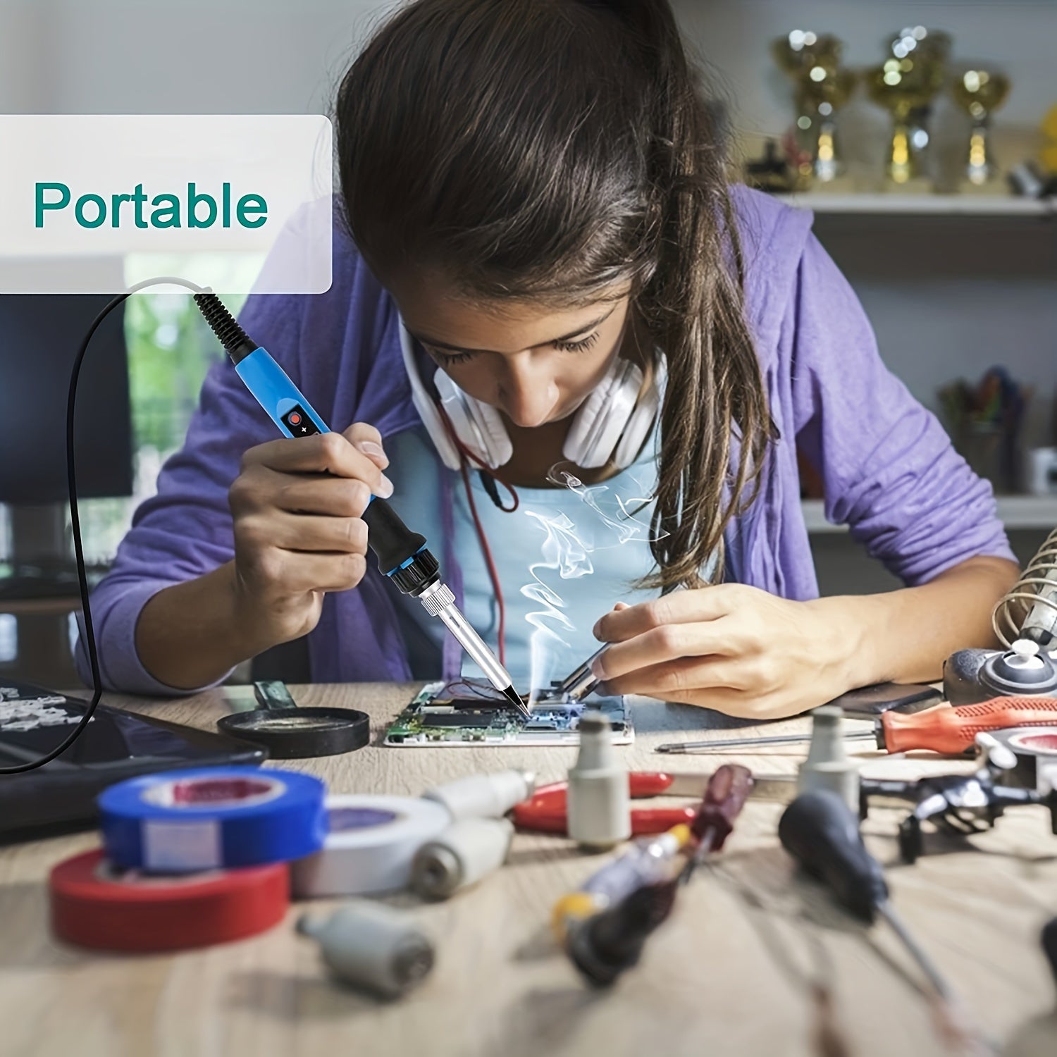 80W электрический паяльник с LED-дисплеем, регулируемой температурой, EU-вилкой, идеален для DIY-проектов, включает в себя припой, прецизионные насадки и набор для пайки.