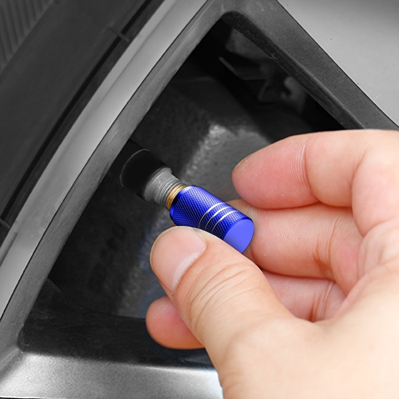 4 Piezas de tapas de válvula de neumático de metal para coches, cubiertas protectoras rojas y doradas