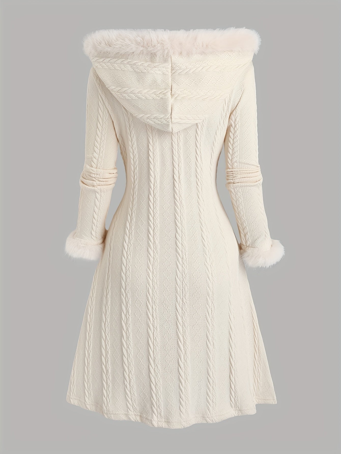 Y2K o'ralgan to'qima plitkali kapüşonli uzun palto katta o'lchamdagi ayollar uchun