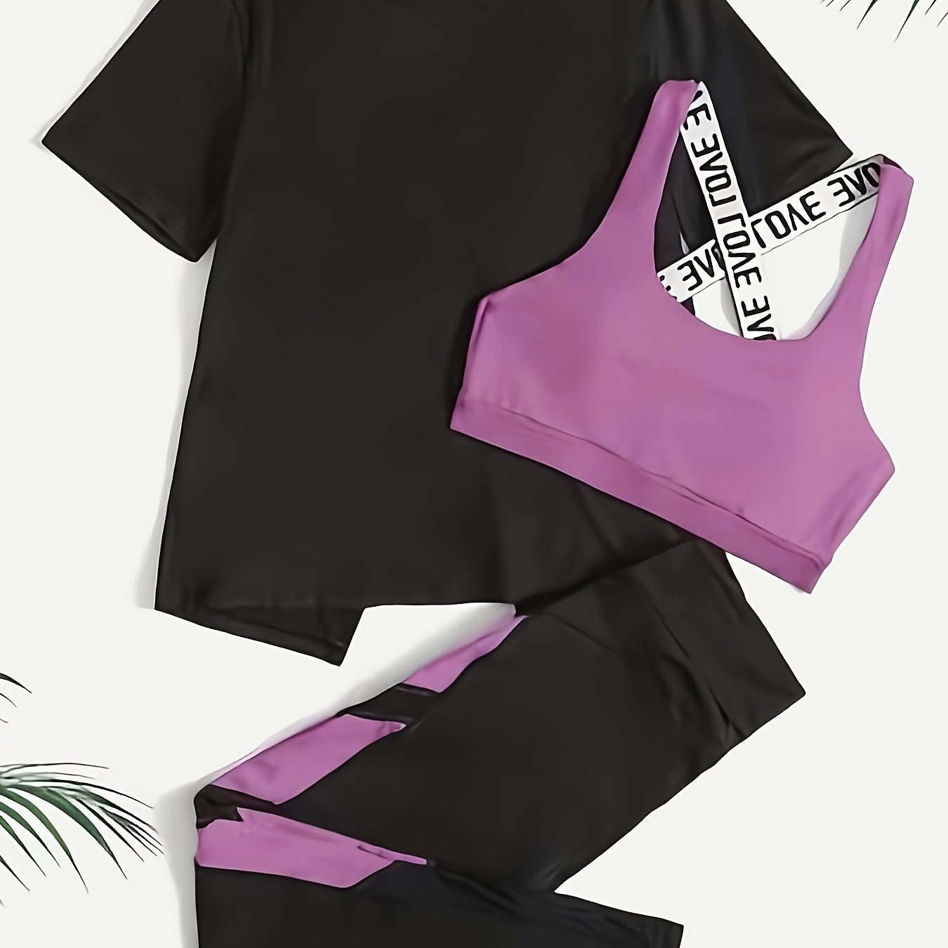 Women's Athletic Set Polyester Knit Short Sleeve Solid Color High Elasticity Cross Strap All Seasons Pants