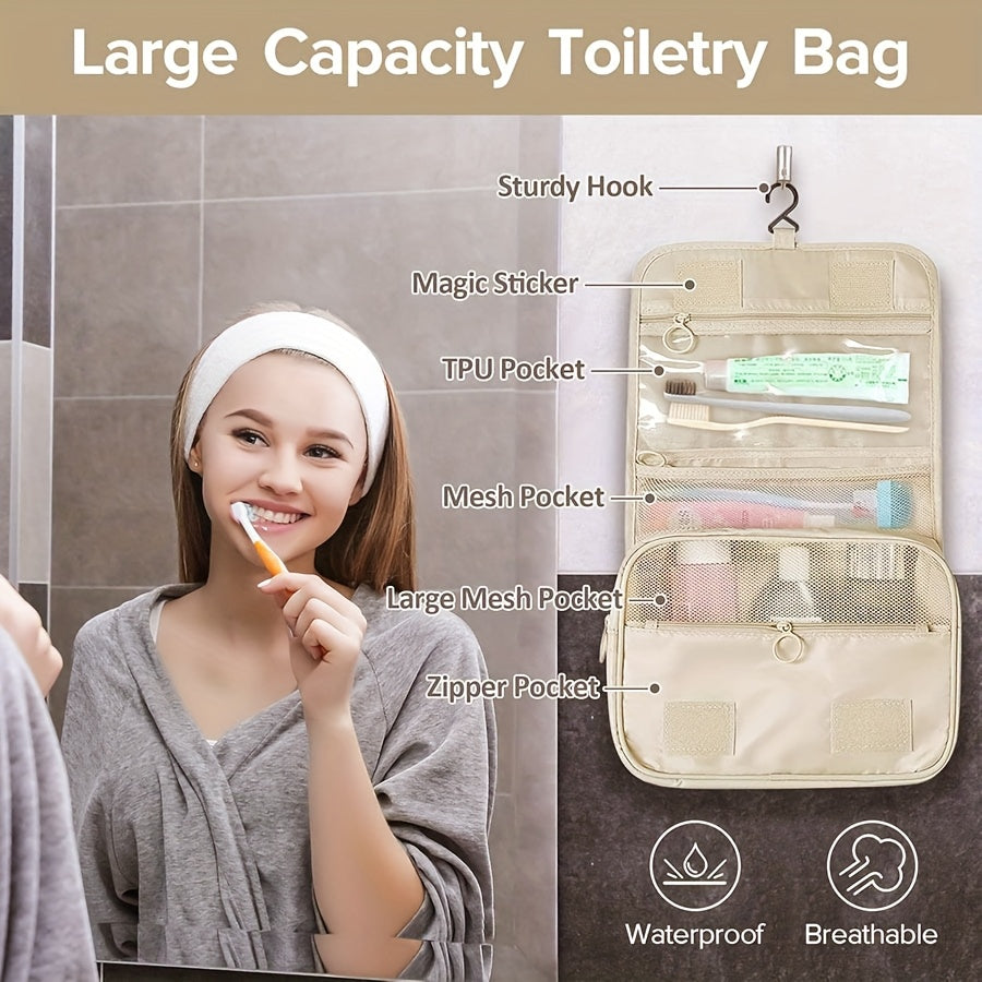 Large Capacity Waterproof Travel Toiletry Bag for Men and Women Organizer with Hanging Hook
