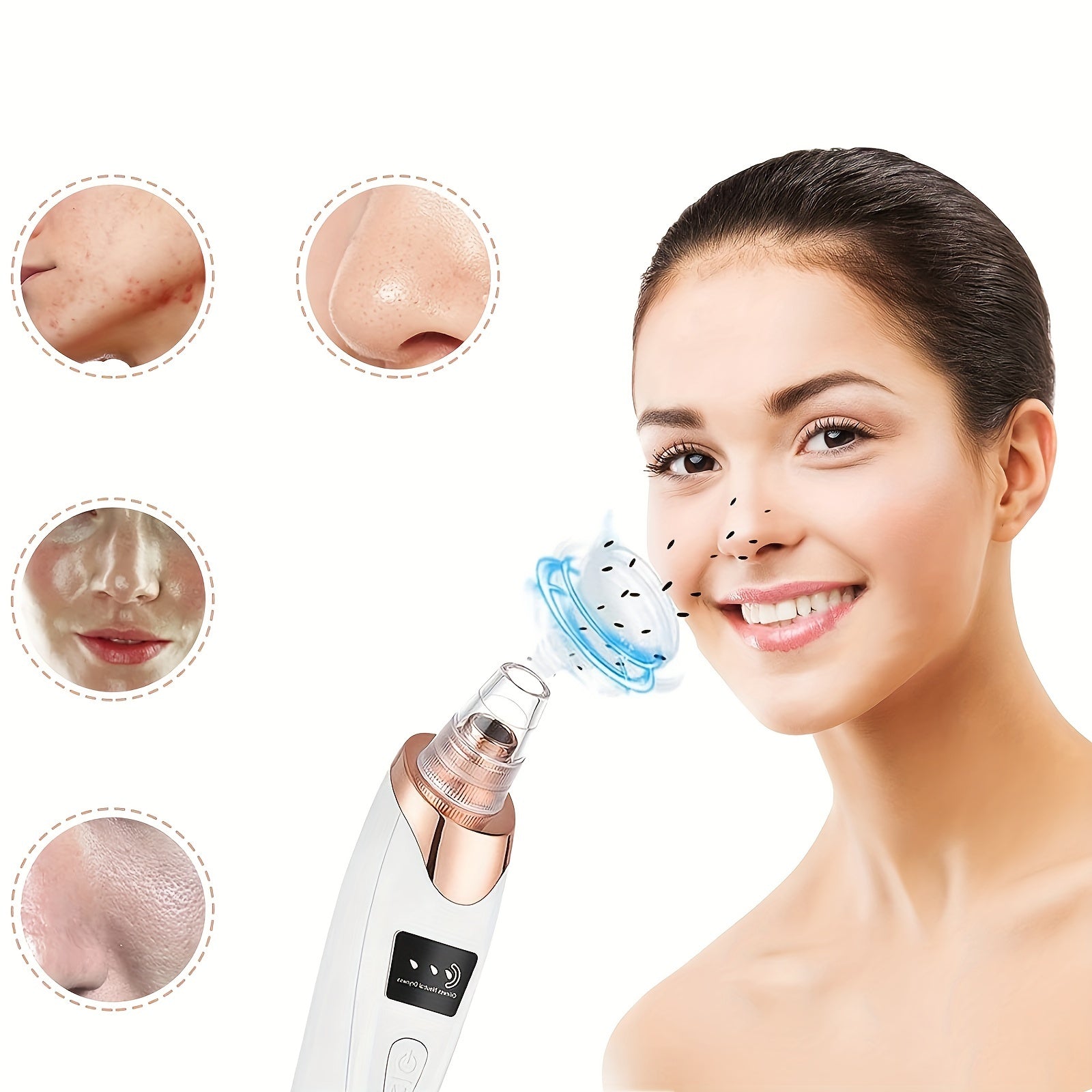 Electric Deep Pore Cleansing Device with 5 Suction Heads Rechargeable USB Travel-Friendly