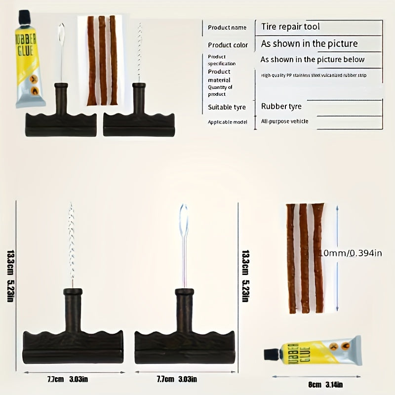 Emergency Tire Repair Kit for Cars and Motorcycles with Tire Levers