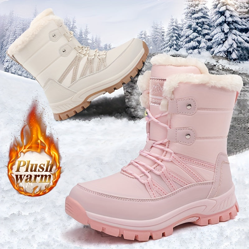 Women’s Snow Boots Platform Lace Up Plush Warm Anti-Slip Winter
