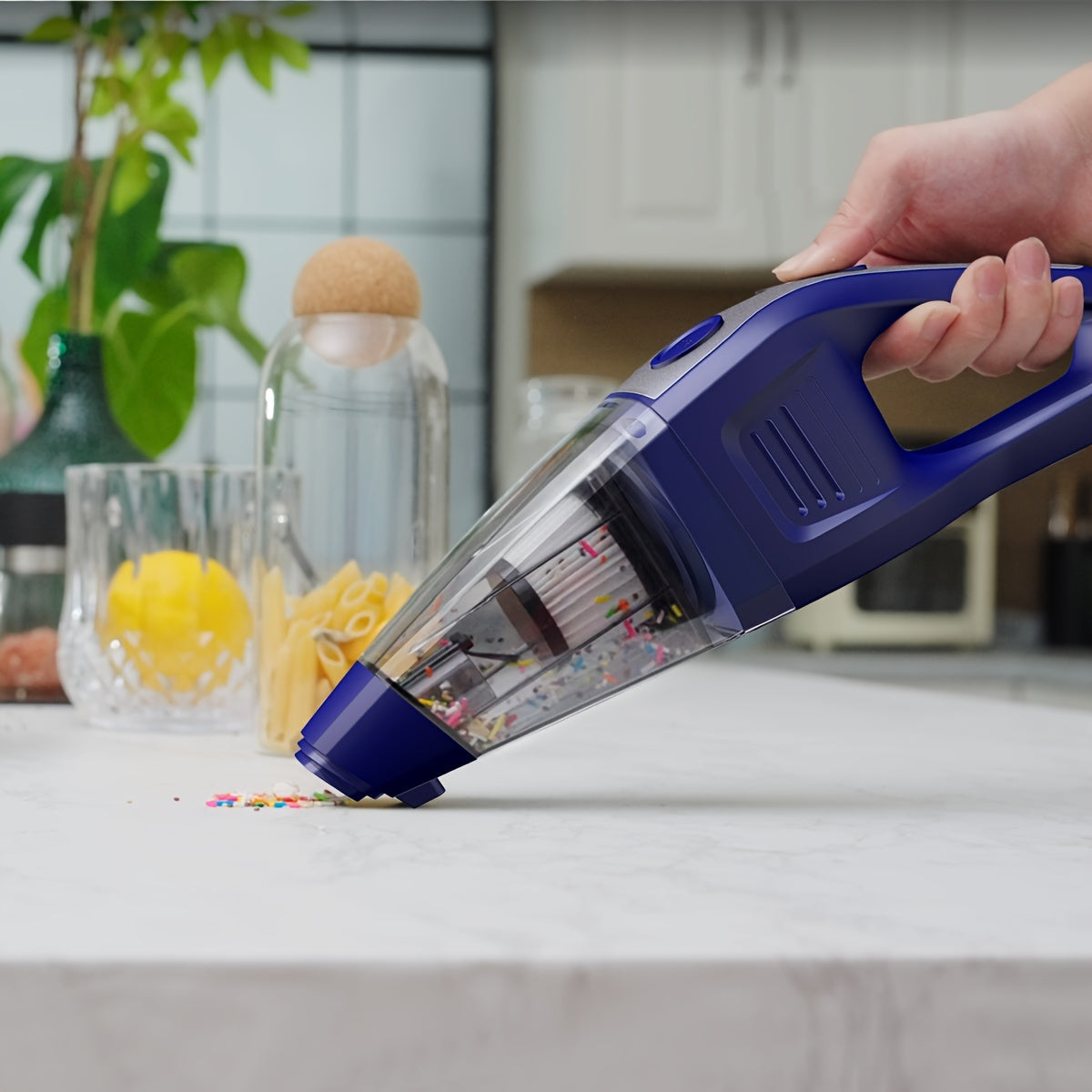 Aspiradora inalámbrica de mano para hogar y coche con succión potente y polvo