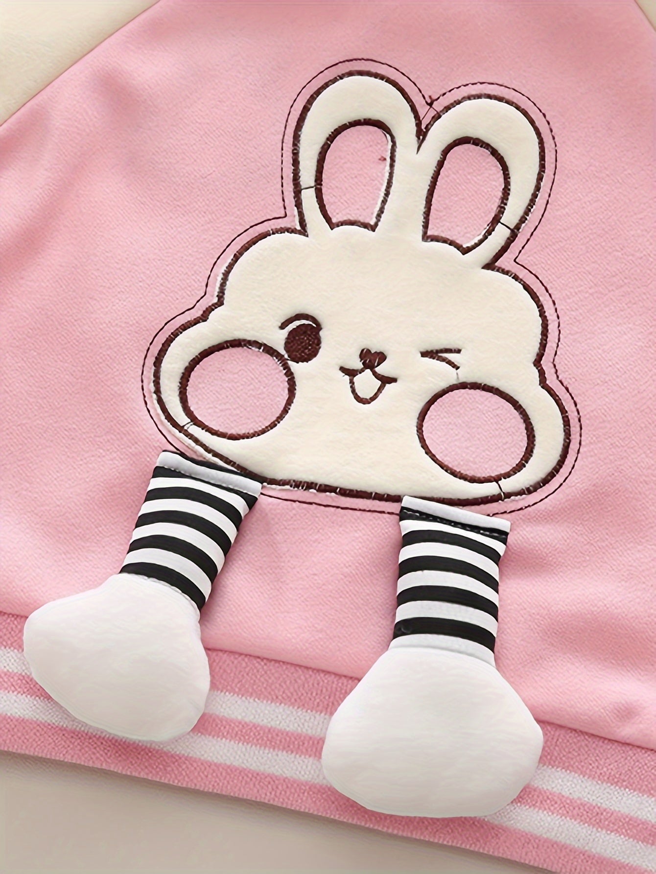 Girls Pink Bunny Hoodie and Pants Set Cotton Cartoon Spring Fall Comfortable Kids Clothing