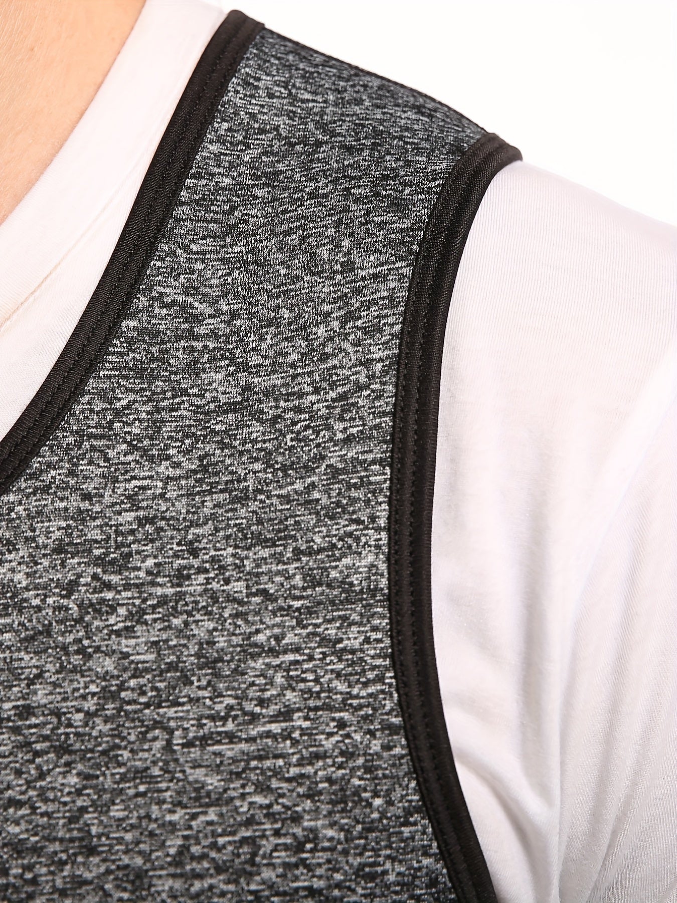 Men's Gray Neoprene Double Belt Shapewear Vest for Sweat and Body Shaping