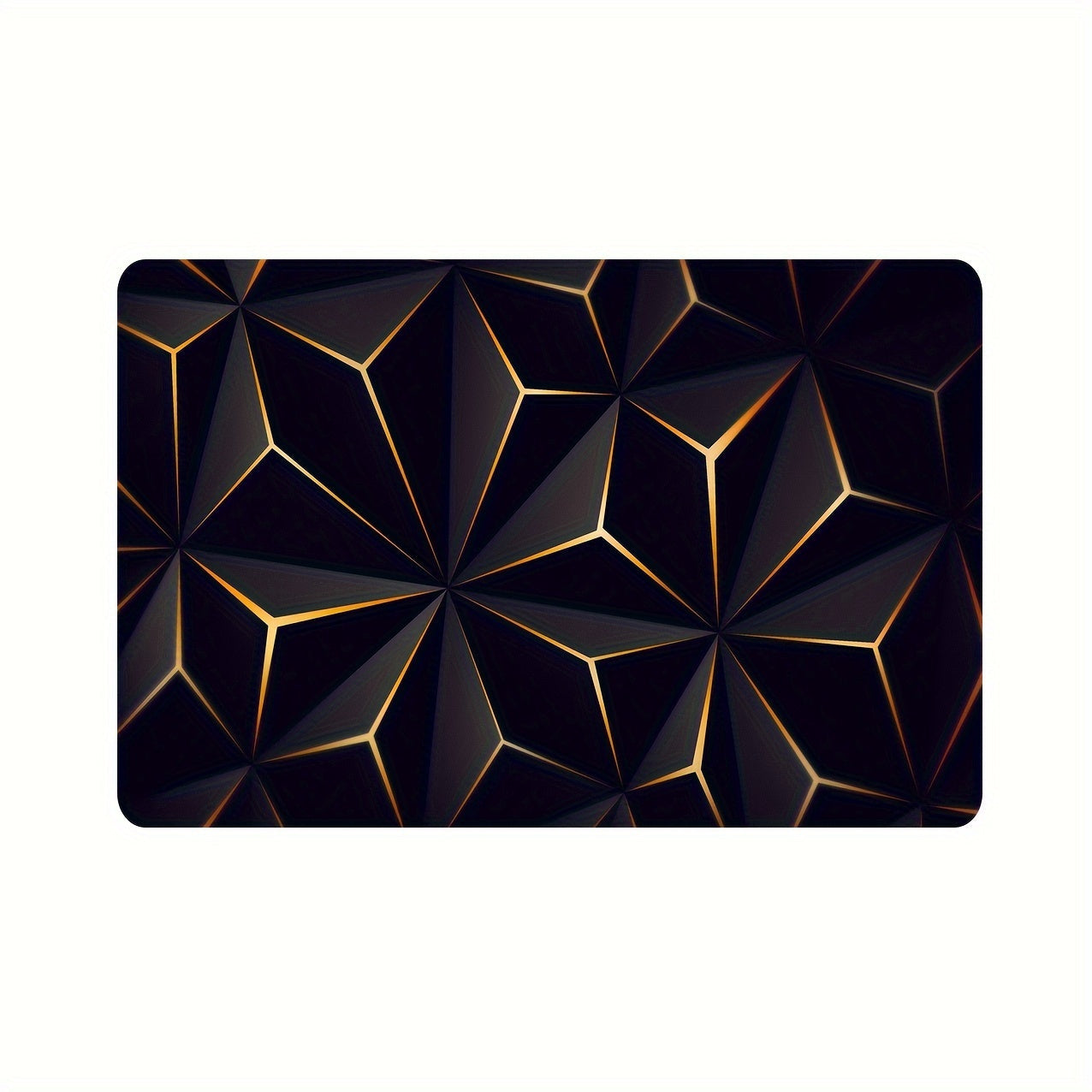 Black and Gold Geometric Area Rug for Living Room and Bedroom Slip-Resistant Carpet