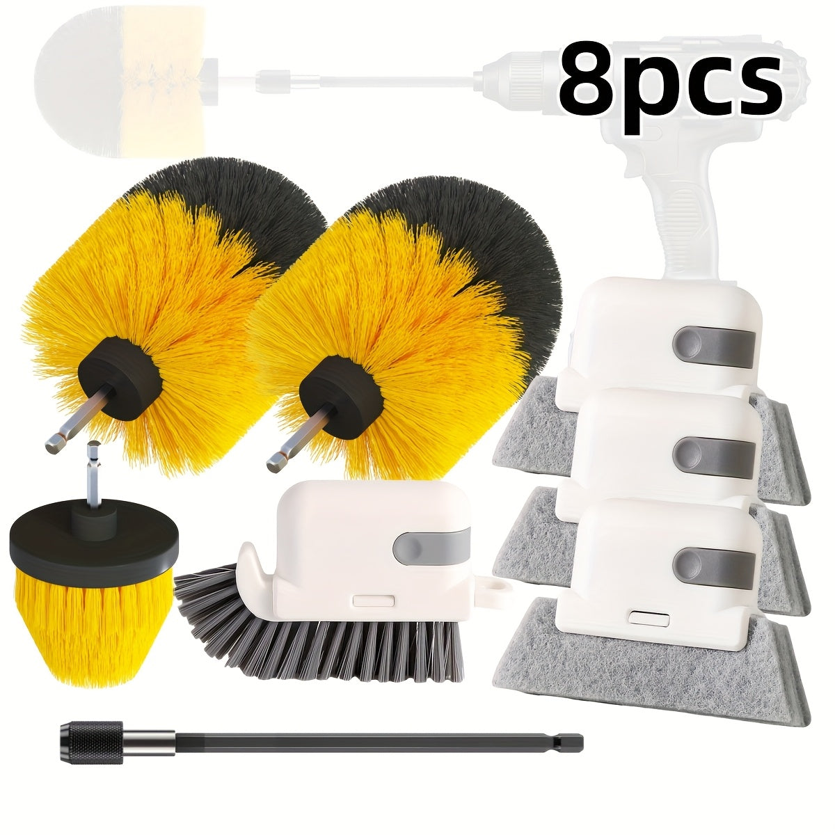 Cleaning Brush Set with 8/12/24 Drill Attachments, Electric Brush, Extension