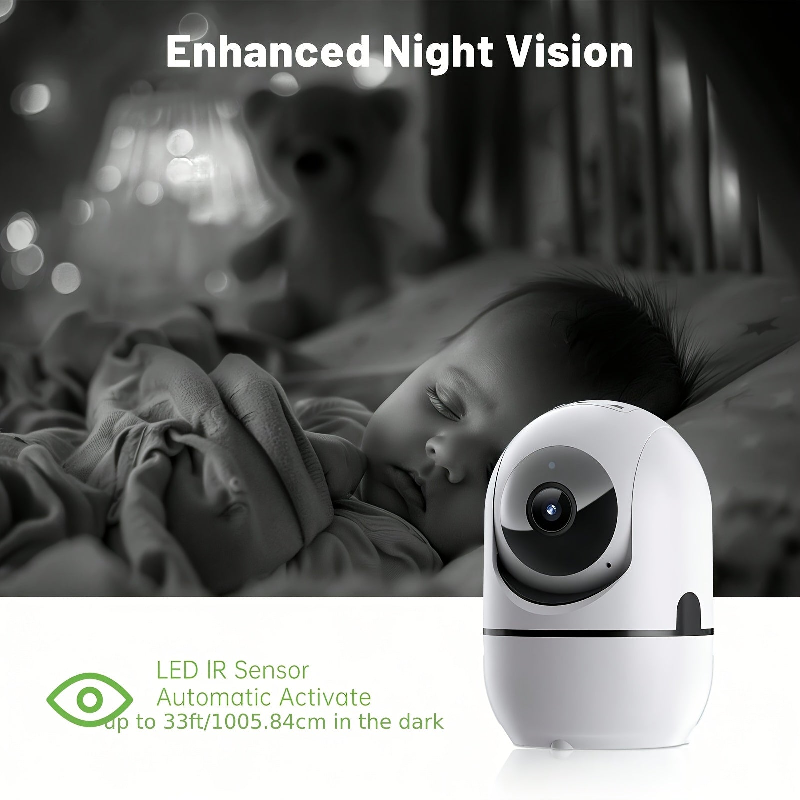 360° WiFi Security Camera with Night Vision Motion Detection Two-Way Audio Indoor Surveillance