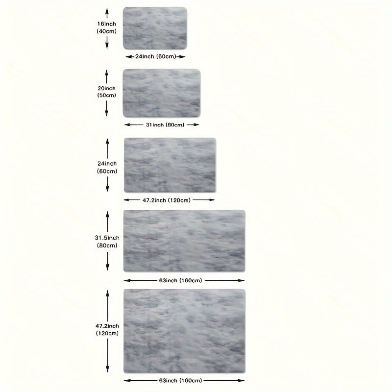 Роскошный светло-серый плюшевый коврик - мягкий, пушистый, устойчивый к пятнам и нескользящий, идеально подходит для улучшения декора гостиной, спальни, балкона или домашнего офиса.