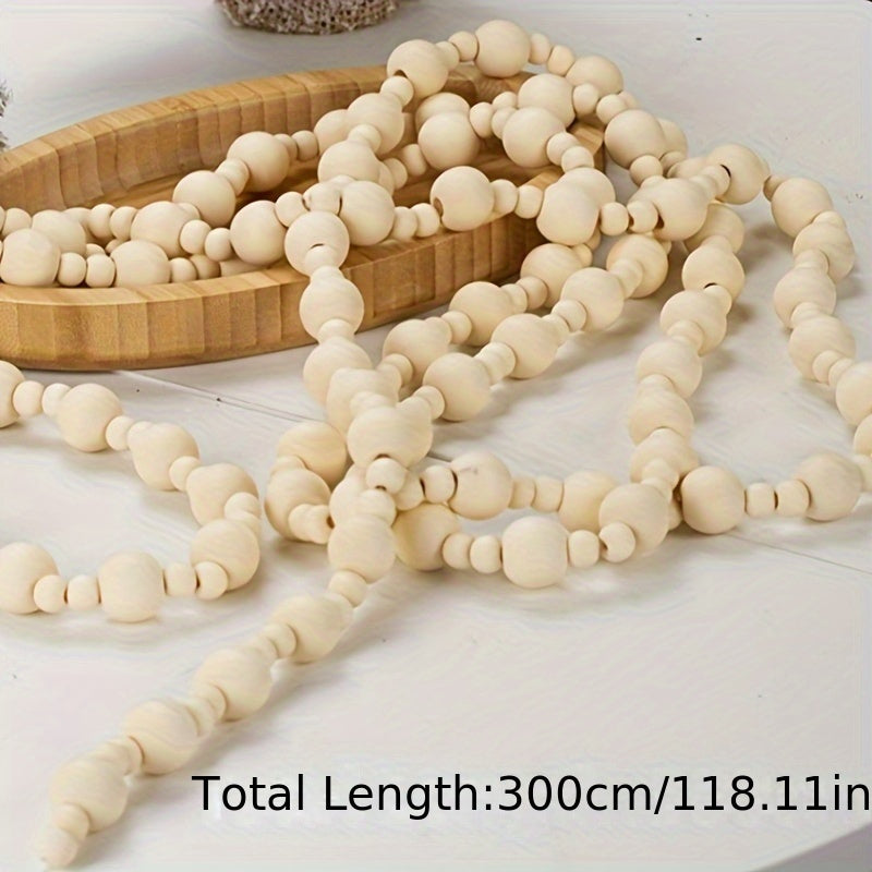 Rustic Wooden Bead Garland Christmas Tree Ornament Wall Hanging DIY Home Decor