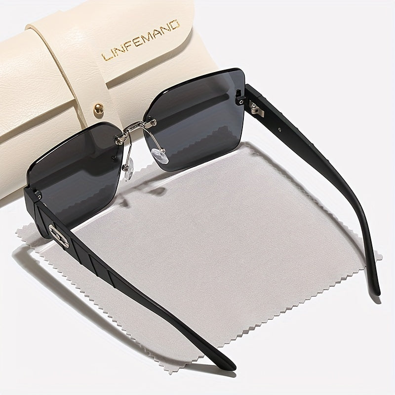 Oversized Frameless Gradient Fashion Glasses Women Casual Beach Eyewear