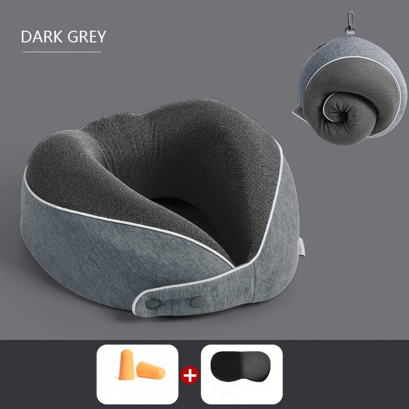 Memory Foam Travel Pillow with Breathable Cover for Airplane Car Office Sleep