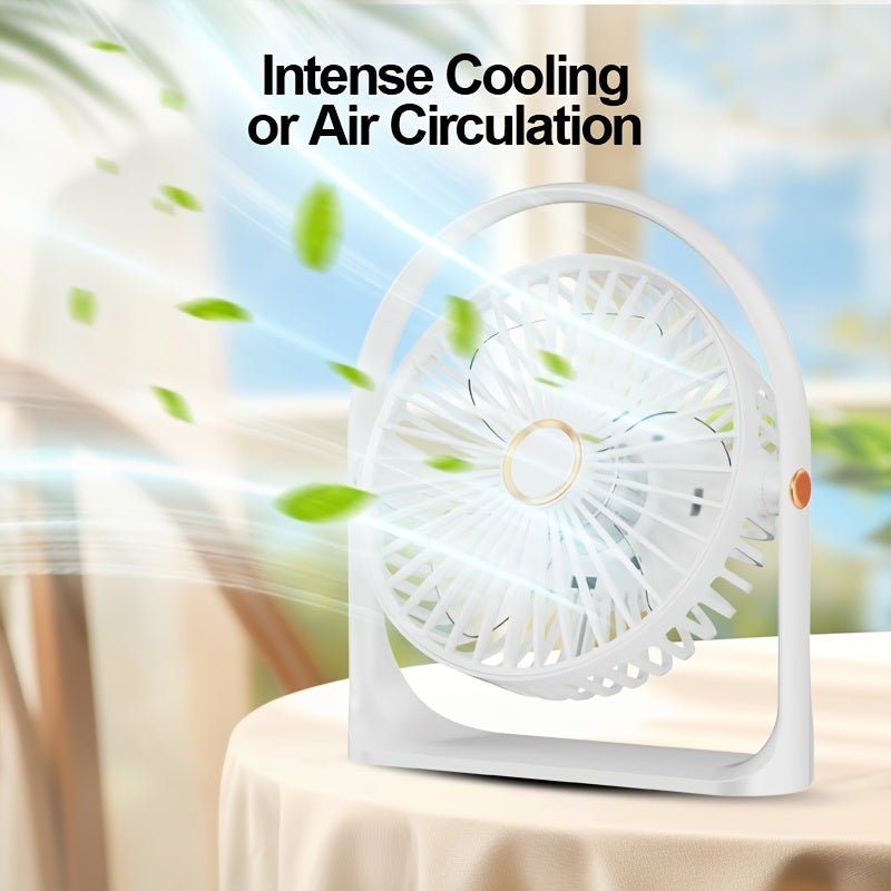 Portable USB Rechargeable Fan 1200mAh Battery 5-Speed Table Fan for Home Office Outdoor