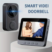 WiFi Video Doorbell with HD Display Two-Way Audio Night Vision Rechargeable Battery Wall Mount