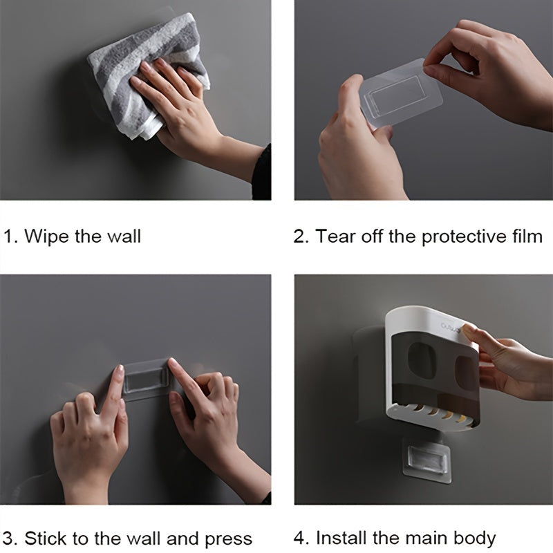 3-Piece Wall-Mounted Bathroom Accessories Set Adhesive No Holes Needed
