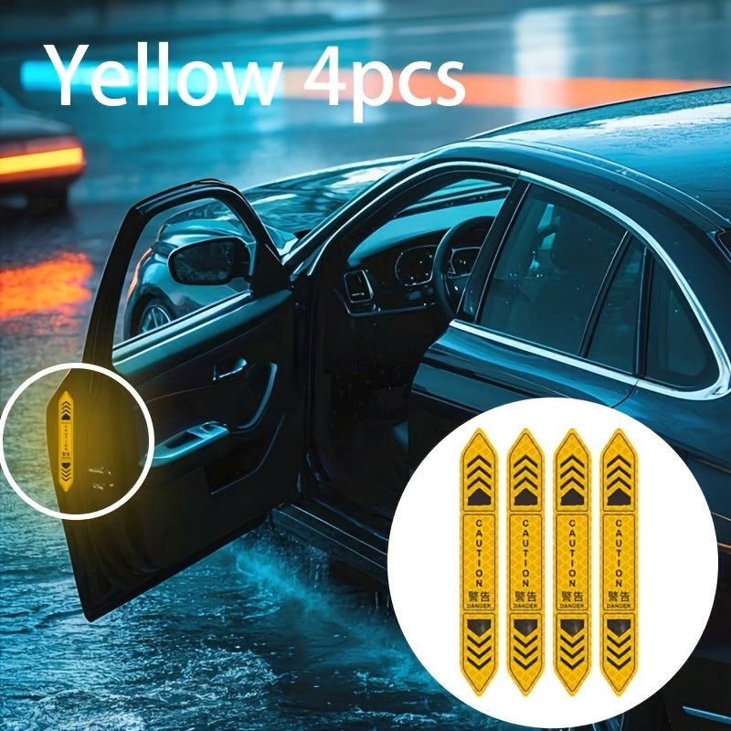 4 dona Avtomobil eshigi ogohlantirish stikerlari, yorituvchi lenta, kechqurun ko'rinish uchun tananing chiziqlari