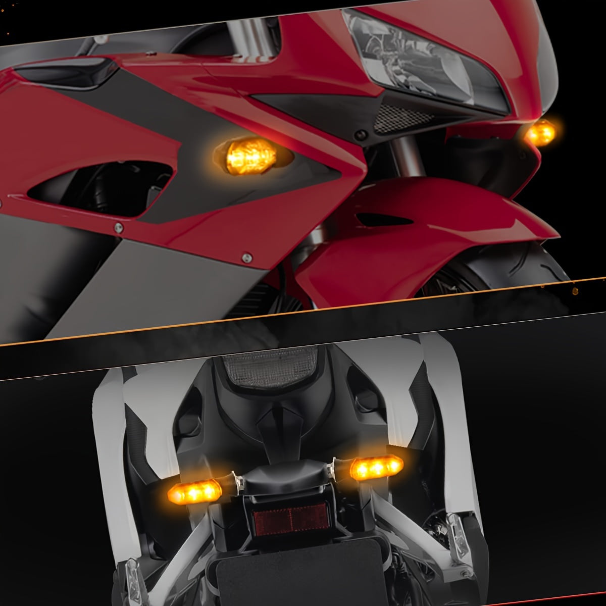 Motorcycle 8mm LED Turn Signal Lights Amber 12V Indicator Lights 2/4 Pack